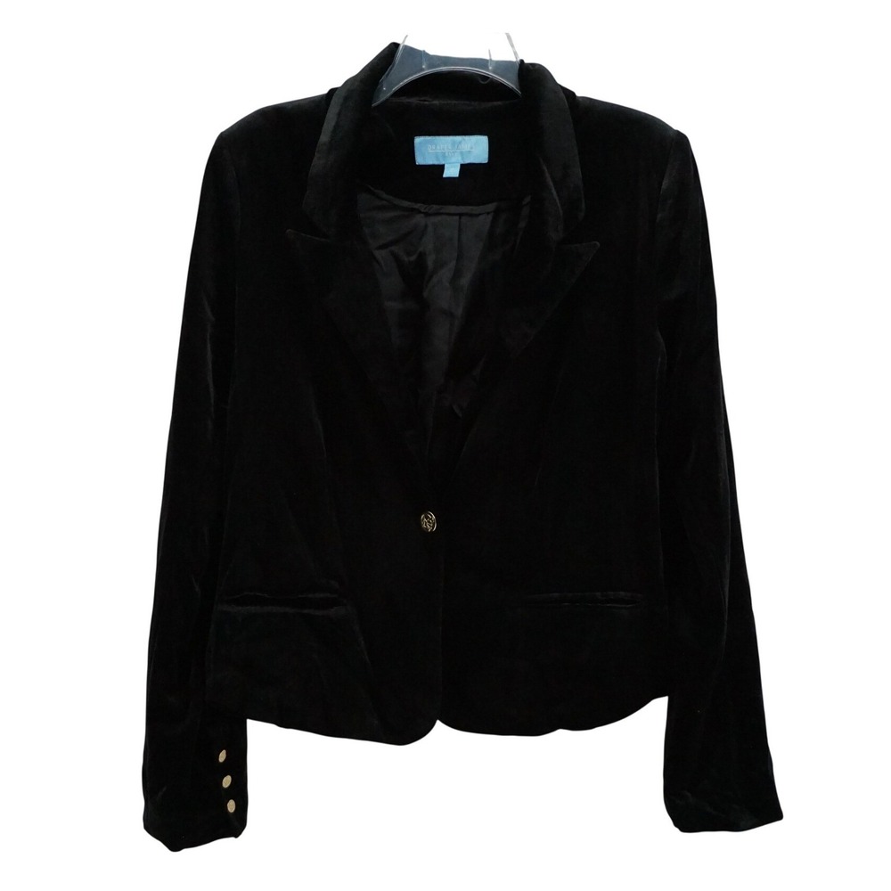 Draper James RSVP Velvet Blazer Black Gold Crest Button KD8070STF Mens M